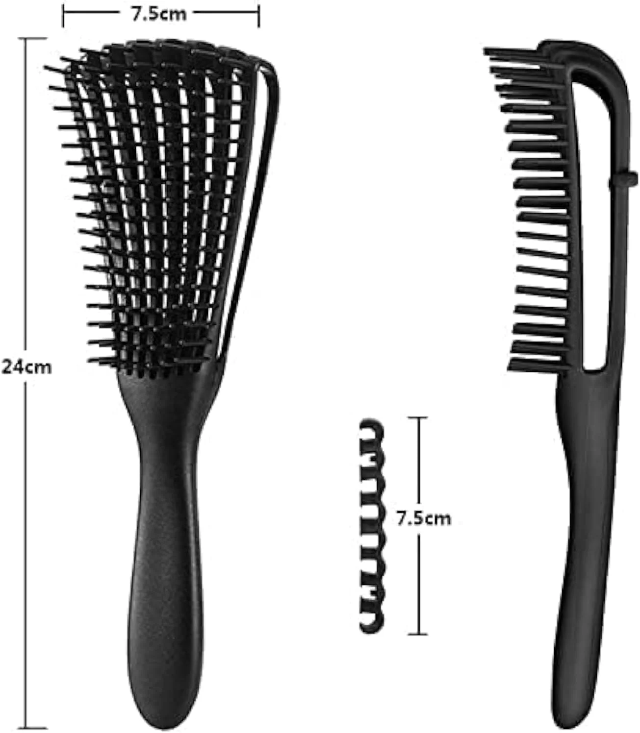 برس باز کننده گره مو، برس طبیعی باز کننده گره موی خیس برای موهای فر مجعد، مشکی