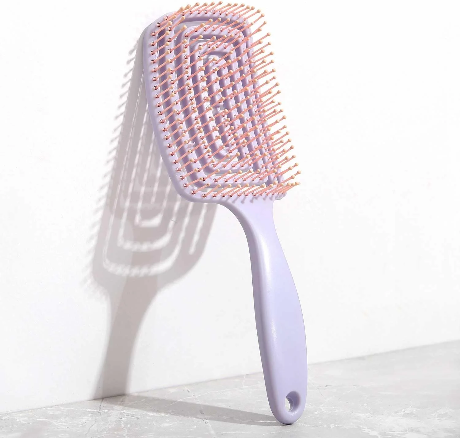 برس مو شانه ماساژ نرم بدون کشیدن مو برای موهای فر، صاف، مشکی، طبیعی، زنان، مردان، موهای خیس و خشک، به راحتی گره ها را باز می کند (بنفش)