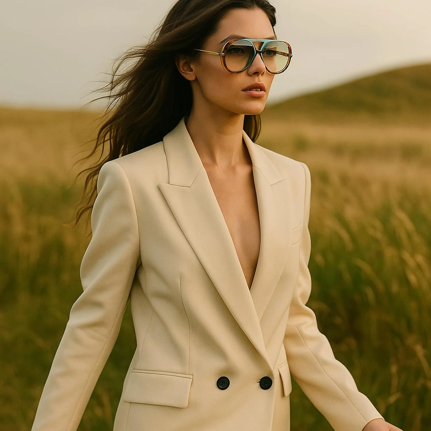 عینک آفتابی خلبانی بزرگ زنانه مردانه، شیک و مد روز، بزرگ، با طراحی دو پل، فشن، وینتیج، سایه های رترو