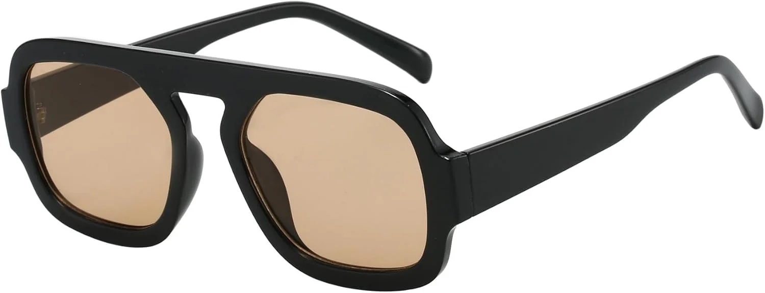 عینک آفتابی خلبانی مربعی ترندی MUNSADE زنانه، فریم شیک و طراحی تخت، سایه های وینتیج