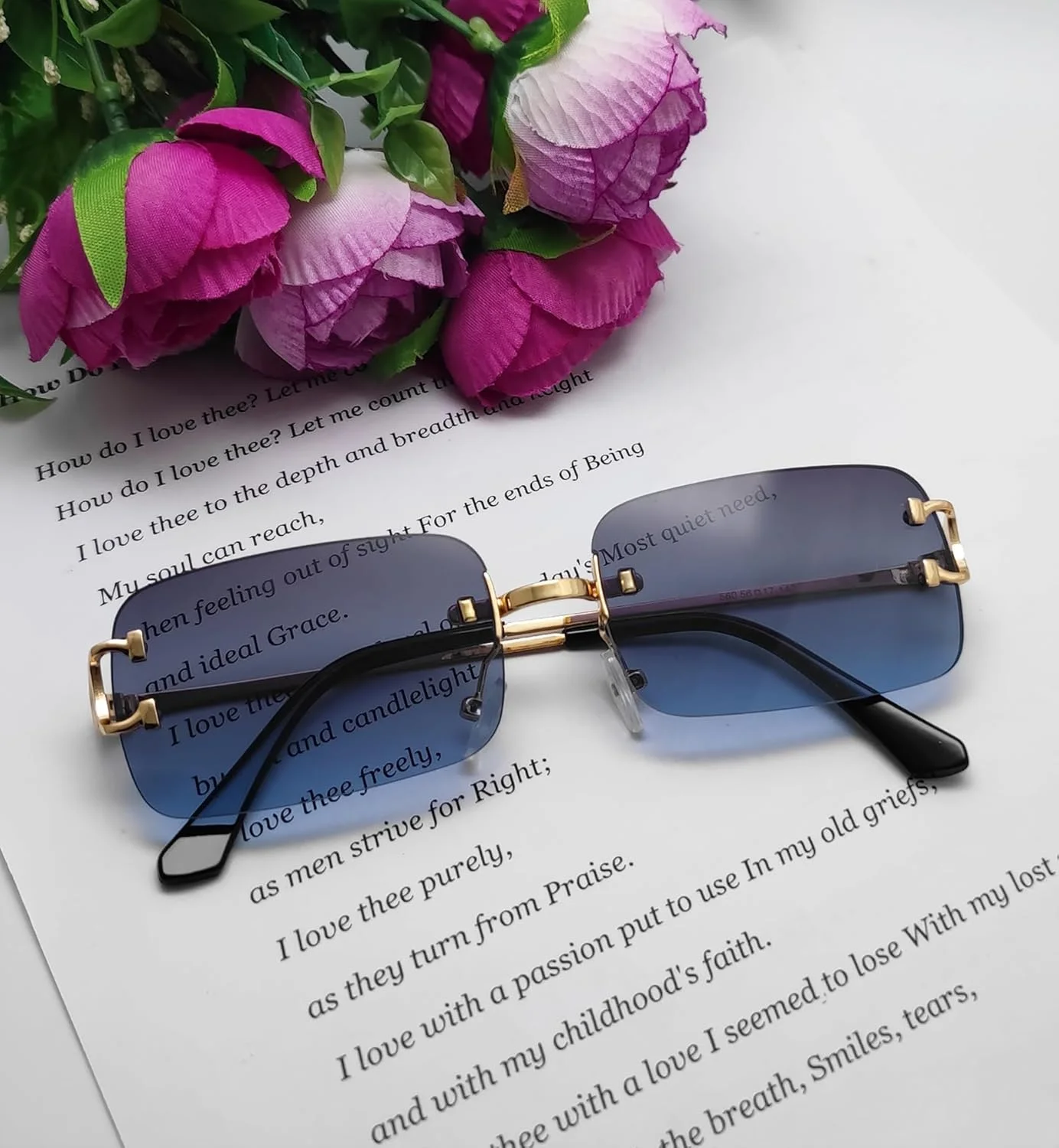 عینک آفتابی بدون فریم Mriendao مردانه زنانه، عینک آفتابی مستطیلی بدون قاب با لنز رنگی دهه 90