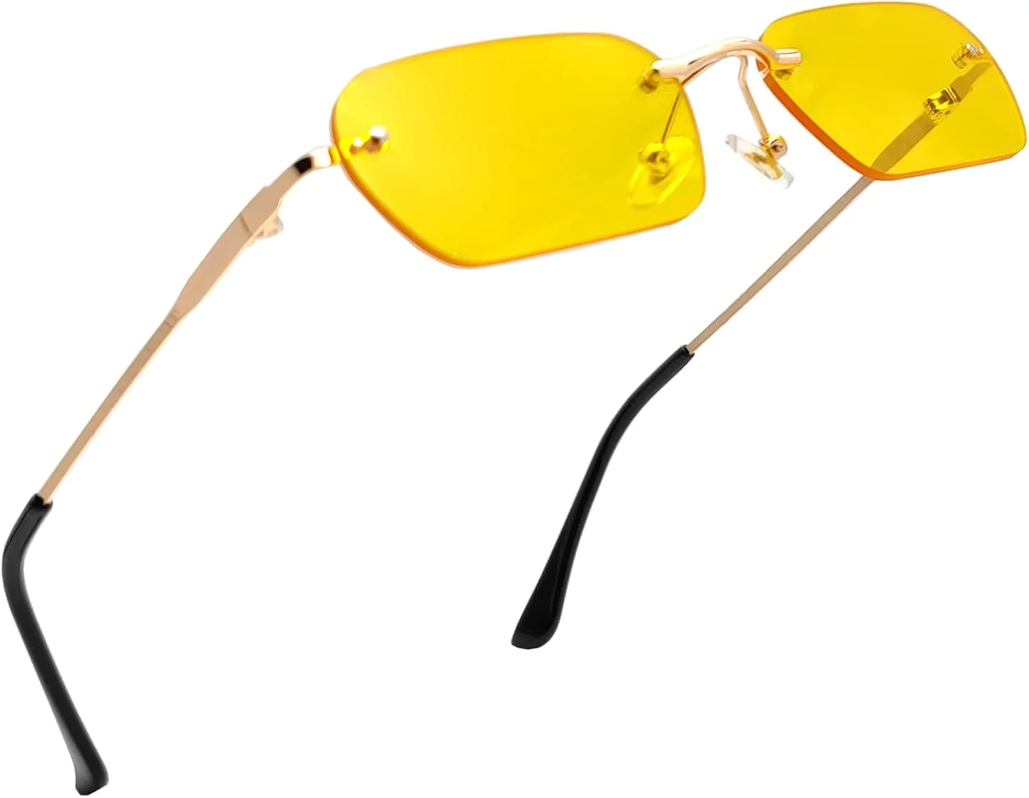 عینک آفتابی مستطیلی بدون فریم باریک کوچک یکپارچهسازی با سیستمعامل Mriendao، عینک آفتابی Y2k فوق سبک