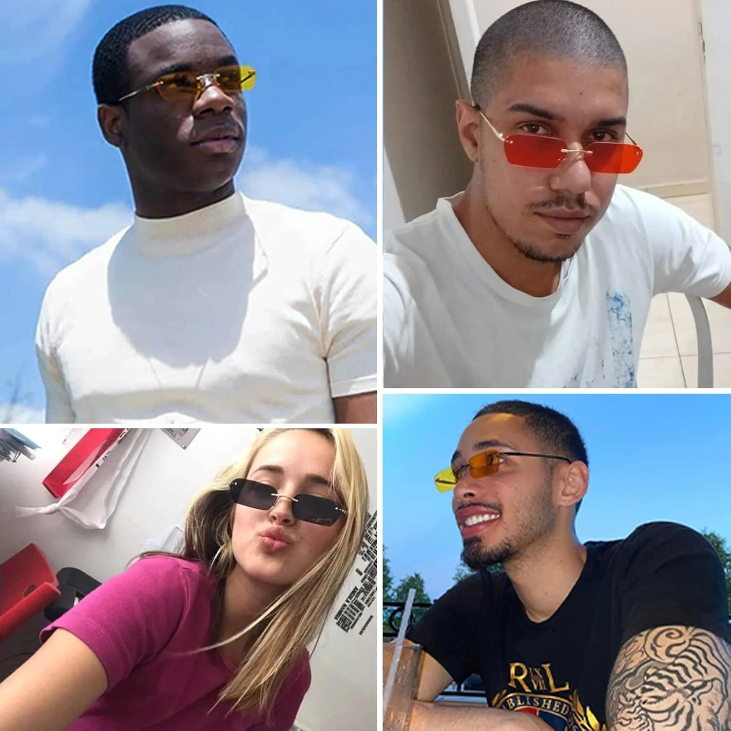 عینک آفتابی مستطیلی بدون فریم باریک کوچک یکپارچهسازی با سیستمعامل Mriendao، عینک آفتابی Y2k فوق سبک عینک آفتابی مستطیلی بدون فریم باریک کوچک یکپارچهسازی با سیستمعامل Mriendao، عینک آفتابی Y2k فوق سبک