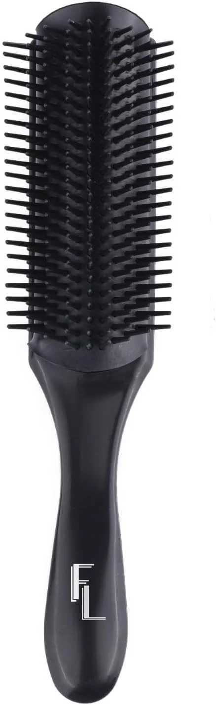 برس مو 9 ردیفه فاین لاینز مناسب آقایان و بانوان، مشکی - بالشتک لاستیکی ممتاز برای باز کردن گره مو - ایده آل برای موهای فر یا نازک - همراه مسافرتی عالی - طراحی سبک و راحت