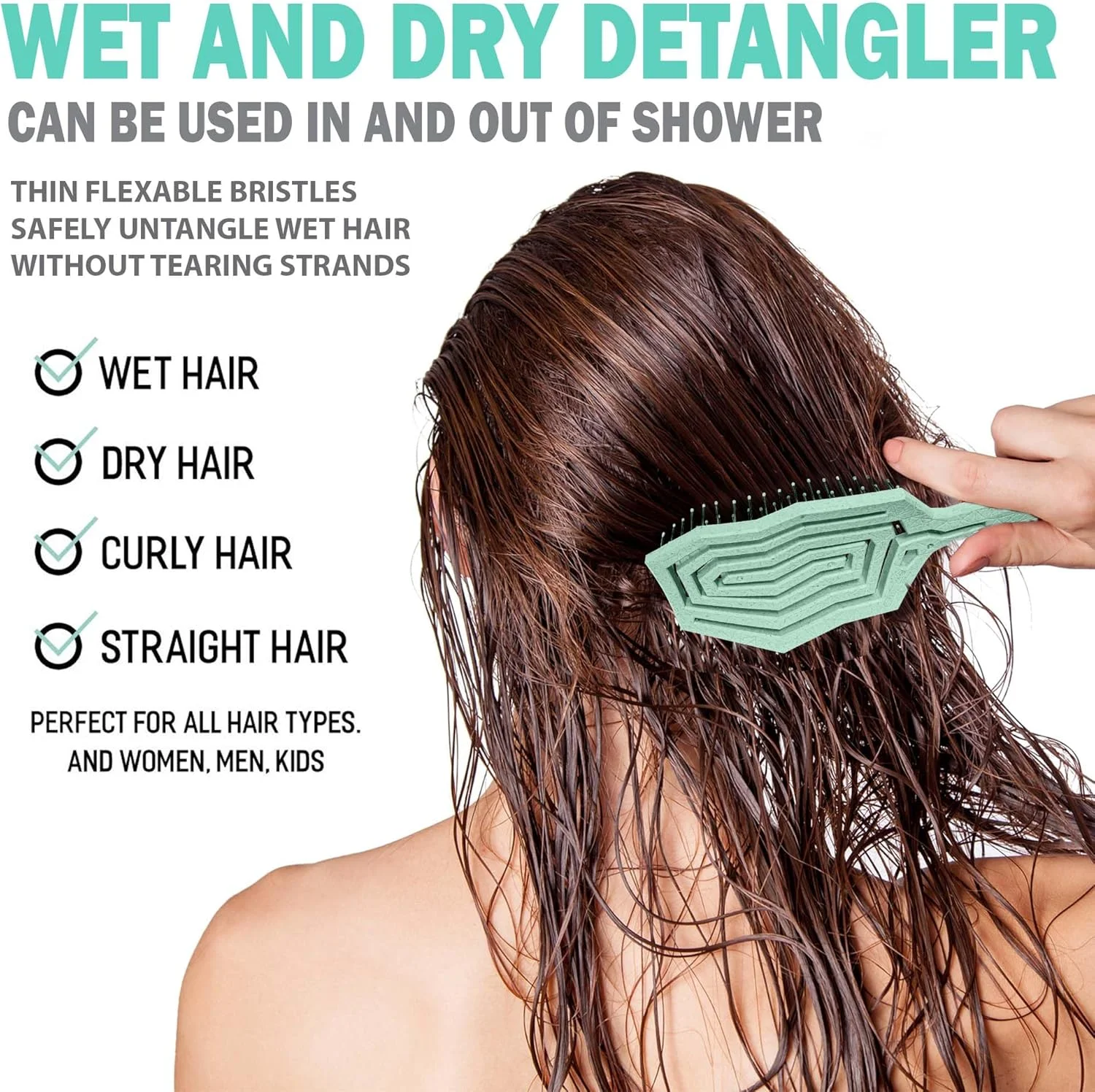 برس باز کننده گره مو فیورا نچرالز - برس باز کننده گره مو 100% سازگار با محیط زیست با موهای فوق العاده نرم - به راحتی در بین گره ها سر می خورد - برای موهای فر، صاف، زنان، مردان، کودکان، نوزادان، موهای خیس و خشک