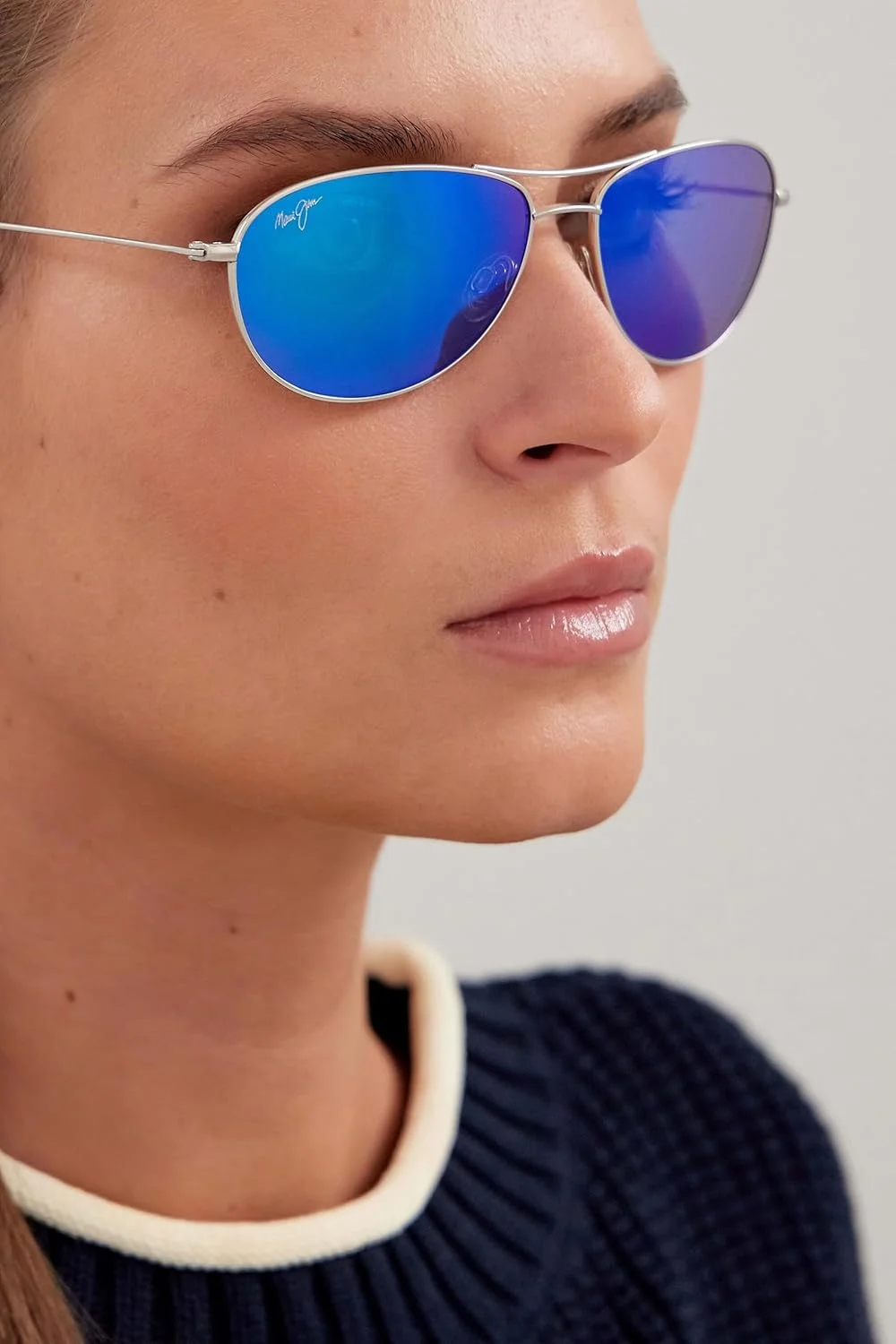 عینک آفتابی Maui Jim | Baby Beach B245-17، نقره ای با آبی، با پلاریزه ثبت شده