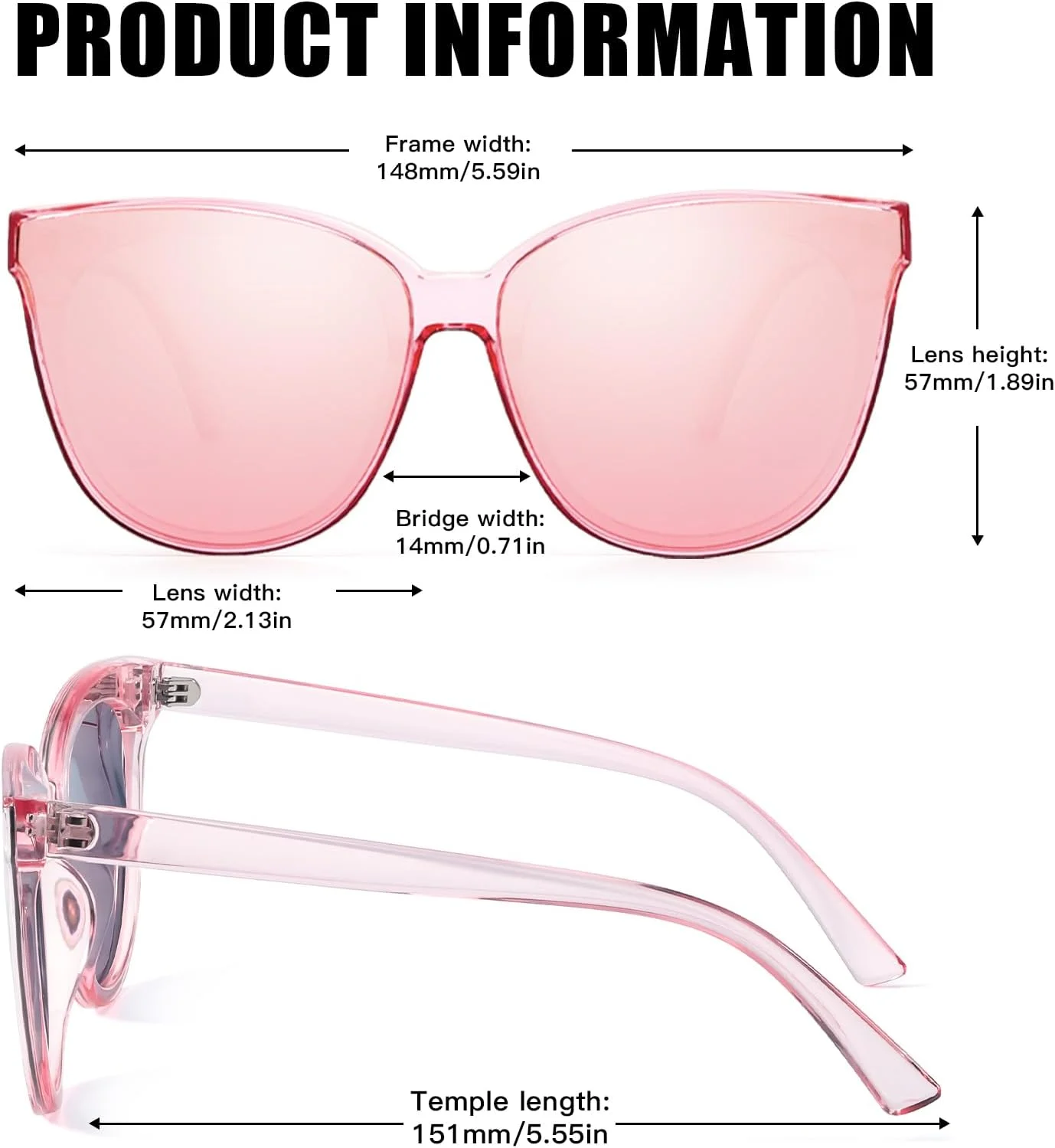 عینک آفتابی چشم گربه ای LVIOE زنانه، عینک پلاریزه بزرگ مد روز و قدیمی برای رانندگی و ماهیگیری - محافظت 100% در برابر اشعه ماوراء بنفش