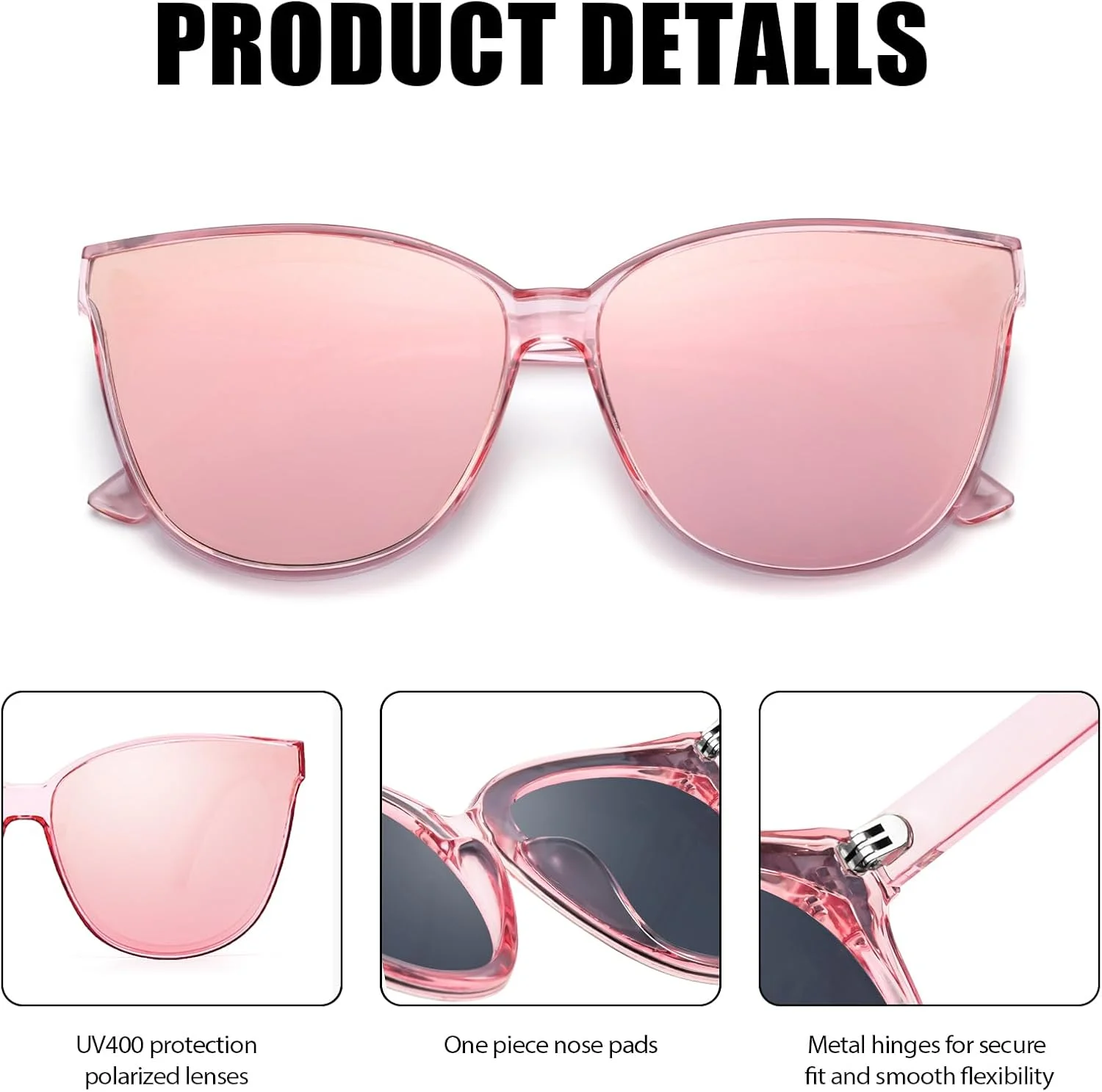 عینک آفتابی چشم گربه ای LVIOE زنانه، عینک پلاریزه بزرگ مد روز و قدیمی برای رانندگی و ماهیگیری - محافظت 100% در برابر اشعه ماوراء بنفش