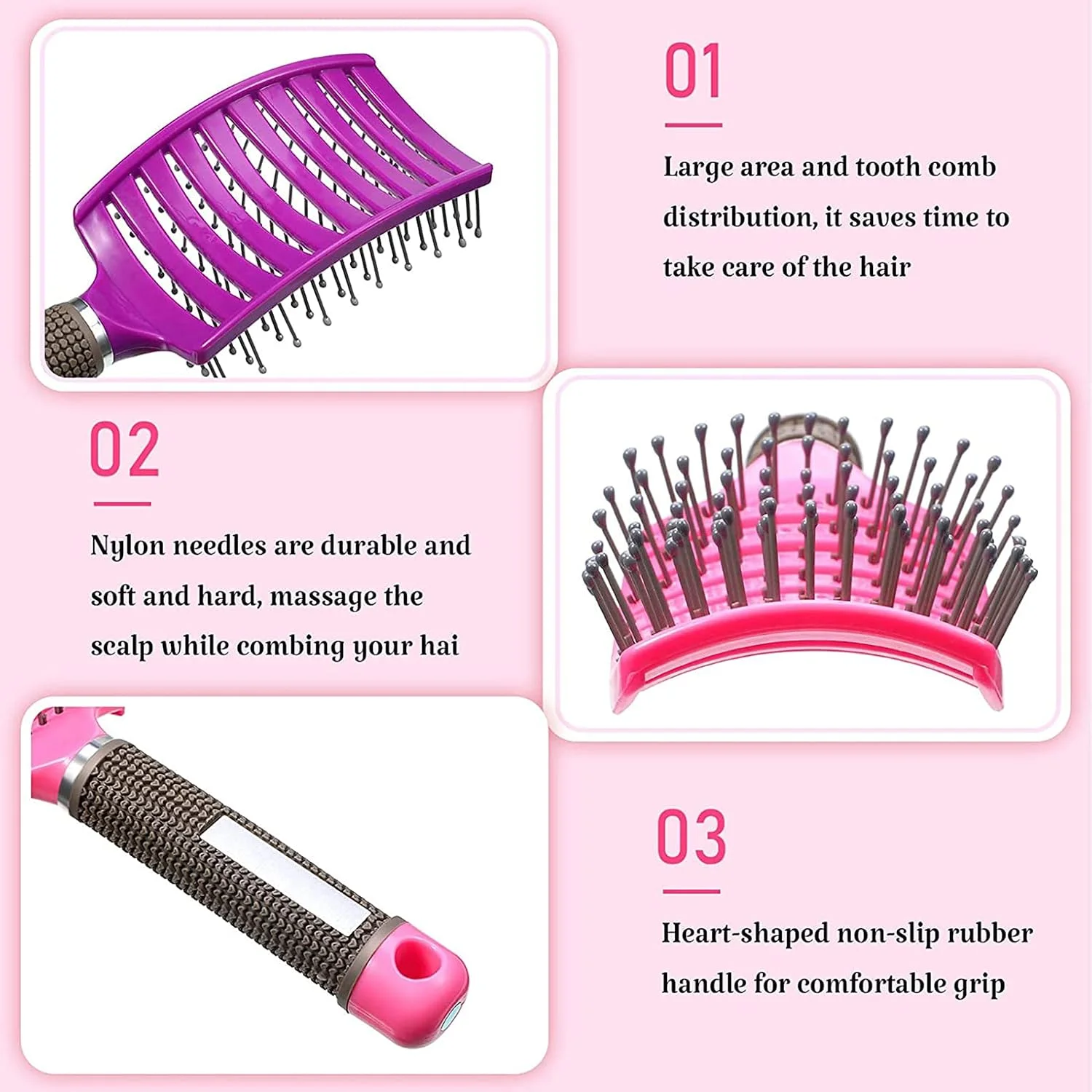 برس مو ELECDON، برس موی منحنی و دارای منفذ برای باز کردن گره موهای بلند، ضخیم، نازک، مجعد، گره خورده، مرطوب و خشک، مناسب برای زنان، مردان، شانه، ابزار آرایشگری و حالت دهی مو، 2 عدد (مشکی، قرمز)