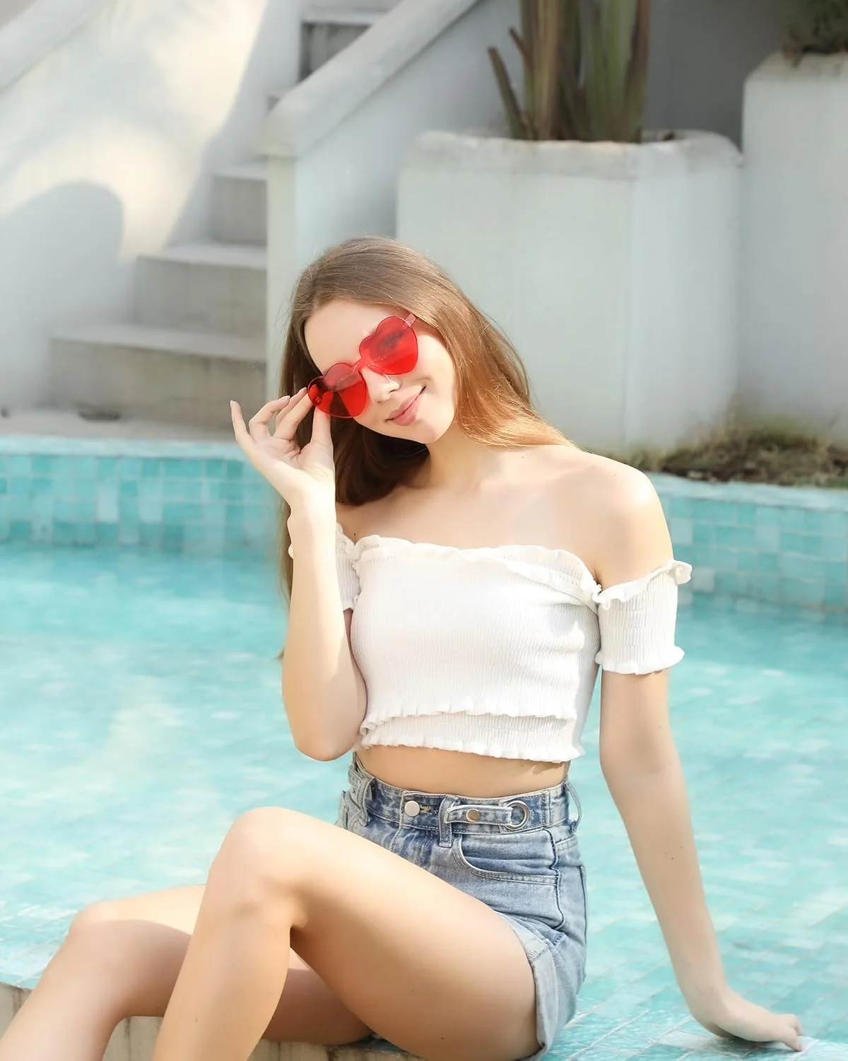 LYMOJOR 12 جفت عینک آفتابی قلبی شکل، رنگ آبنباتی، بدون فریم، عینک های قلبی سرگرم کننده برای مهمانی های زنانه