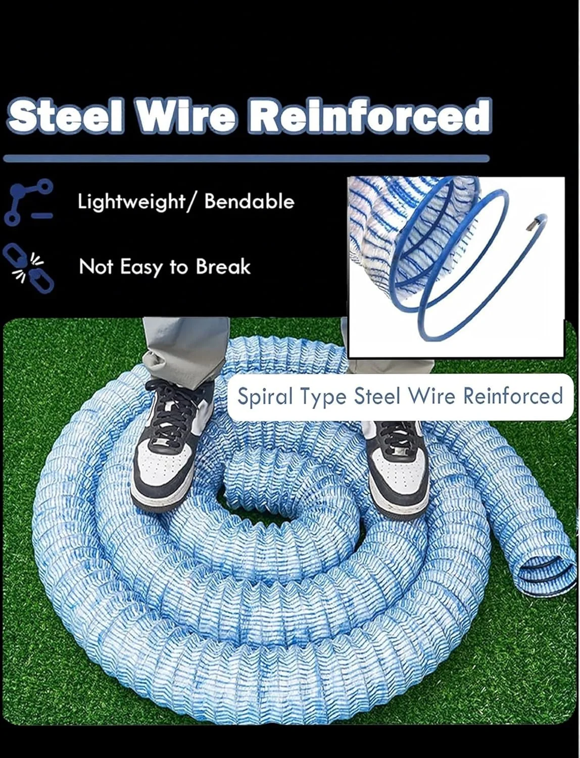 لوله زهکشی انعطاف پذیر پارچه نبافته با سیم فولادی، لوله زهکش فرانسوی راه راه، شیلنگ نفوذپذیر انعطاف پذیر باغ 5 سانتی متر برای پیاده رو چمن (9 متر) لوله زهکشی انعطاف پذیر پارچه نبافته با سیم فولادی، لوله زهکش فرانسوی راه راه، شیلنگ نفوذپذیر انعطاف پذیر باغ 5 سانتی متر برای پیاده رو چمن (9 متر)