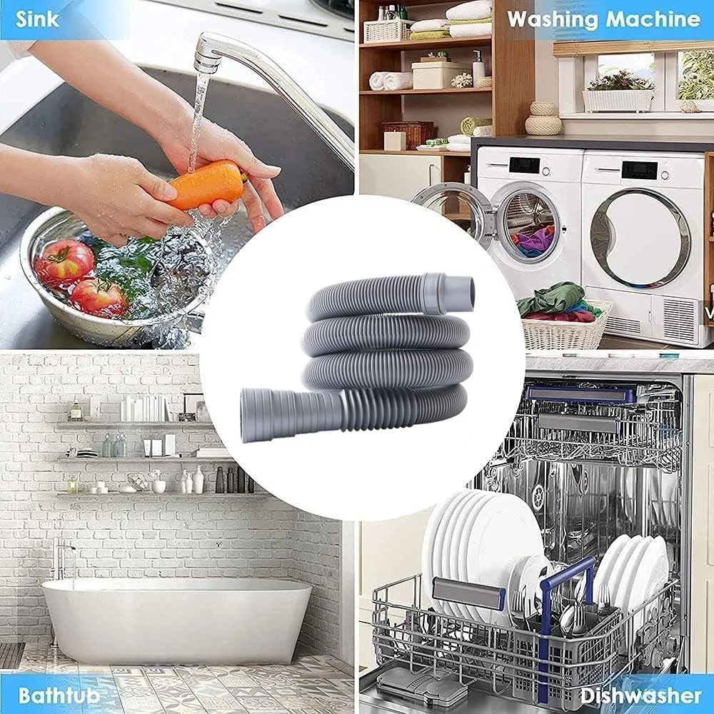 کیت لوله خرطومی تخلیه جهانی Fjeytor (2 متر), لوله خرطومی تخلیه ماشین لباسشویی، لوله خرطومی تخلیه جایگزین برای ماشین خشک کن، ماشین ظرفشویی و سایر کاربردها کیت لوله خرطومی تخلیه جهانی Fjeytor (2 متر), لوله خرطومی تخلیه ماشین لباسشویی، لوله خرطومی تخلیه جایگزین برای ماشین خشک کن، ماشین ظرفشویی و سایر کاربردها