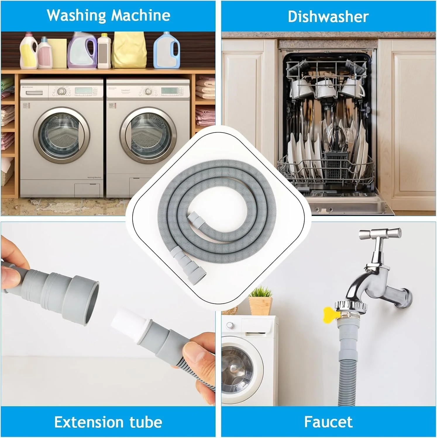 کیت لوله خرطومی تخلیه جهانی Fjeytor (2 متر), لوله خرطومی تخلیه ماشین لباسشویی، لوله خرطومی تخلیه جایگزین برای ماشین خشک کن، ماشین ظرفشویی و سایر کاربردها کیت لوله خرطومی تخلیه جهانی Fjeytor (2 متر), لوله خرطومی تخلیه ماشین لباسشویی، لوله خرطومی تخلیه جایگزین برای ماشین خشک کن، ماشین ظرفشویی و سایر کاربردها