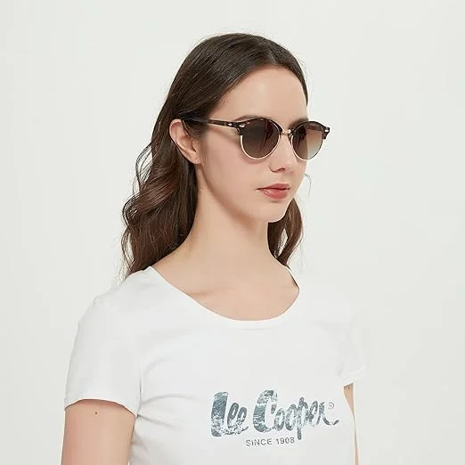 عینک آفتابی پلاریزه گرد مردانه و زنانه Lee Cooper با لنز قهوه ای تدریجی مدل LC1012C03، سایز One Size