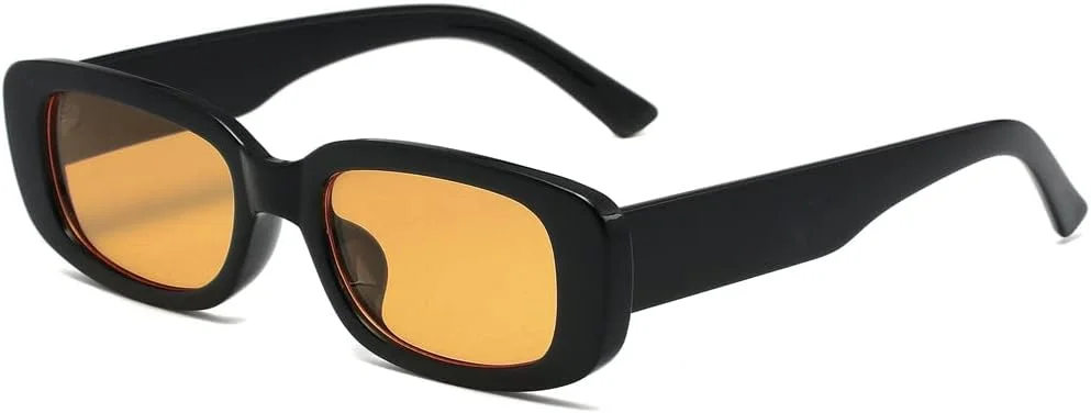 عینک آفتابی مستطیلی وینتیج LASPOR برای زنان و مردان، فریم مربعی کوچک رترو، محافظت UV 400، مناسب رانندگی، مشکی