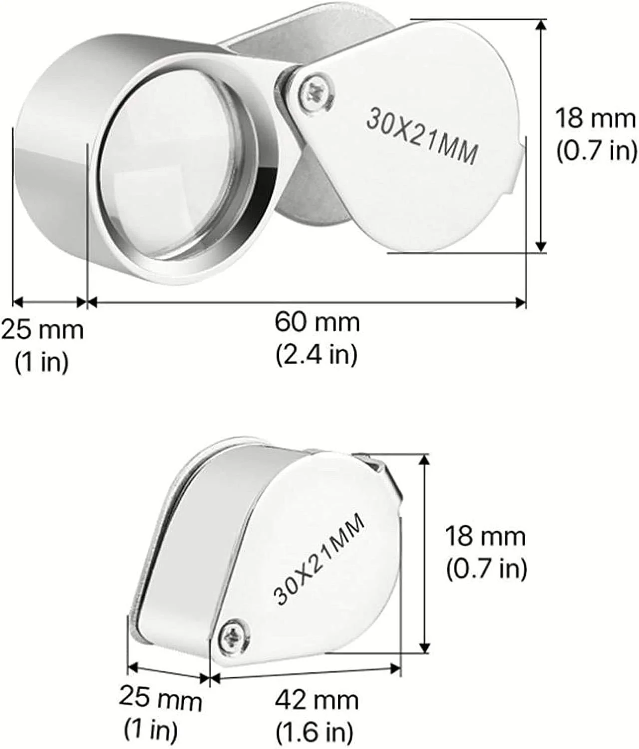 ذره بین جواهرات جیبی KINGMAS با بزرگنمایی 30 برابر و قطر 21 میلی متر