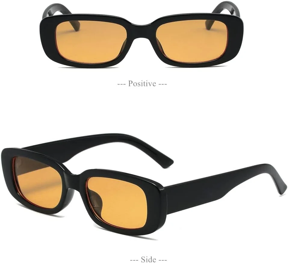 عینک آفتابی مستطیلی وینتیج LASPOR برای زنان و مردان، فریم مربعی کوچک رترو، محافظت UV 400، مناسب رانندگی، مشکی