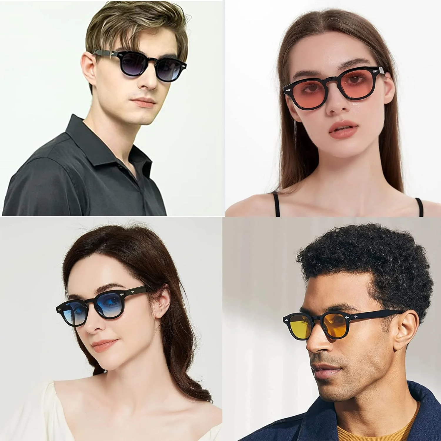 عینک آفتابی گرد رترو LHSDMOAT به سبک دهه 70، عینک آفتابی گرد قدیمی با محافظت UV400، عینک آفتابی دایره ای با لنز رنگی مد روز برای مردان و زنان