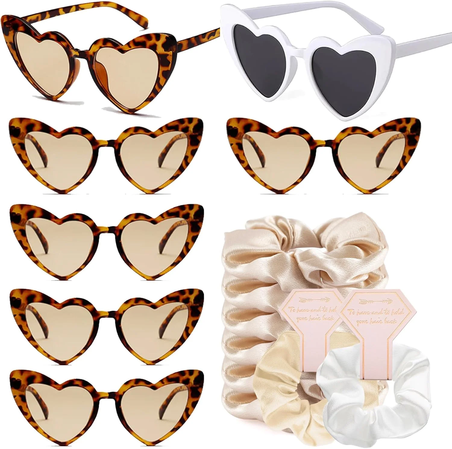 ست عینک آفتابی مهمانی مجردی و اسکرانچی ساتن ساقدوش عروس، بسته 14 عددی، هدیه پیشنهاد ساقدوش عروس برای مهمانی شنای عروسی