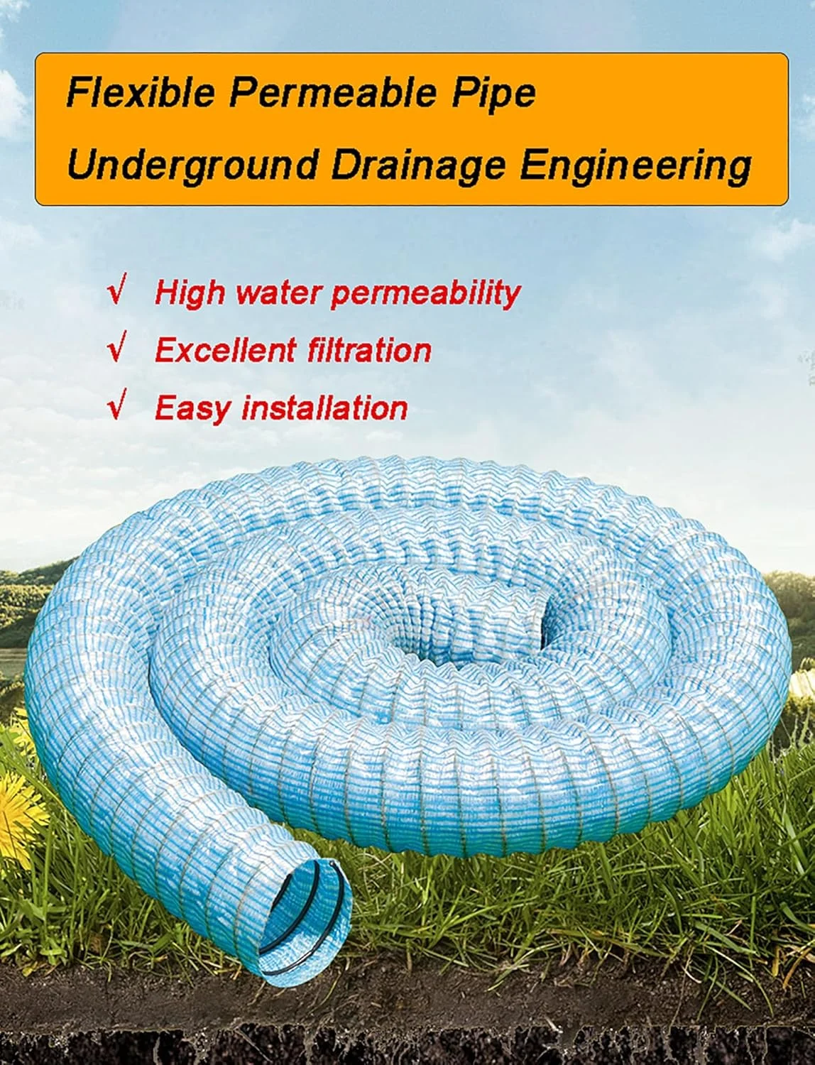 لوله زهکشی فرانسوی نفوذ نرم، لوله های زهکشی سوراخ دار، لوله های سوراخ دار محل ساخت و ساز/زمین ورزشی و لوله گریان (50 میلی متر، 19 متر) لوله زهکشی فرانسوی نفوذ نرم، لوله های زهکشی سوراخ دار، لوله های سوراخ دار محل ساخت و ساز/زمین ورزشی و لوله گریان (50 میلی متر، 19 متر)