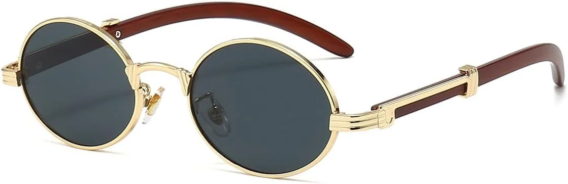 عینک آفتابی فلزی بیضی رترو KASTWAVE برای زنان و مردان، عینک آفتابی کوچک مد روز دهه 90، محافظت در برابر اشعه ماوراء بنفش، عینک آفتابی Y2k زنانه، عینک آفتابی ترندی رترو، لوازم جانبی Y2k