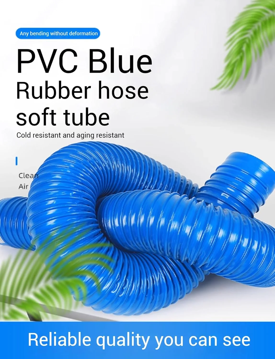 لوله خرطومی هوا پی وی سی آبی رنگ، لوله اگزوز دریچه خشک کن سنگین، لوله خلاء تخلیه برای حمام (12 متر)، قطر- 30 میلی متر (1.2 اینچ) (65 میلی متر)