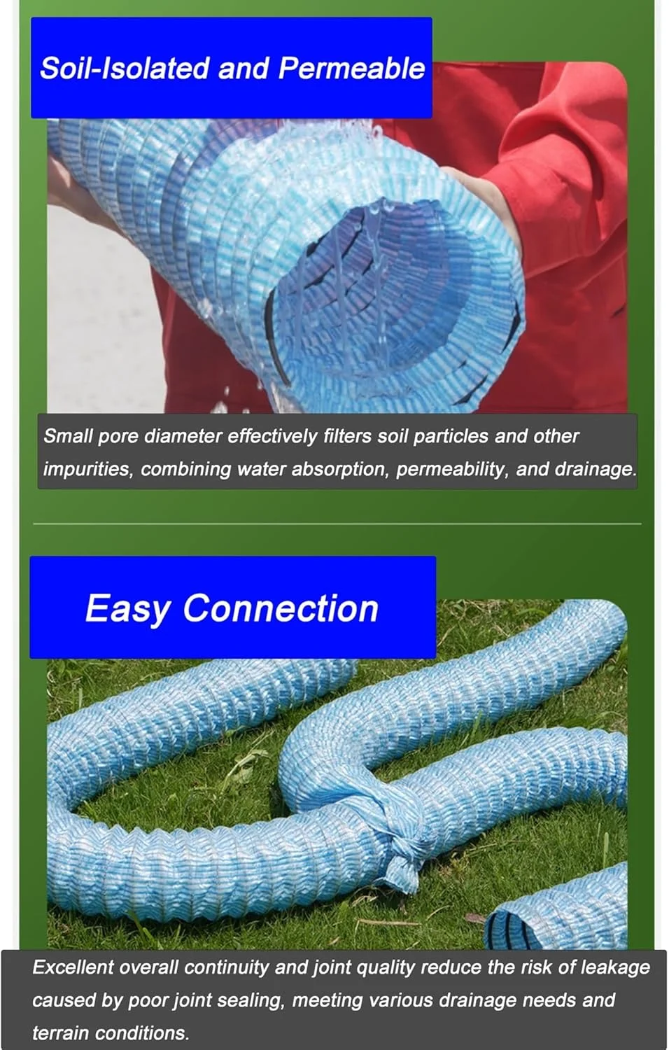 لوله زهکشی فرانسوی موجدار سوراخ دار، لوله زهکشی زیرزمینی نرم قابل گسترش 1-20 متری برای محوطه سازی/باغ/حیاط (80 میلی متر، 14 متر) لوله زهکشی فرانسوی موجدار سوراخ دار، لوله زهکشی زیرزمینی نرم قابل گسترش 1-20 متری برای محوطه سازی/باغ/حیاط (80 میلی متر، 14 متر)