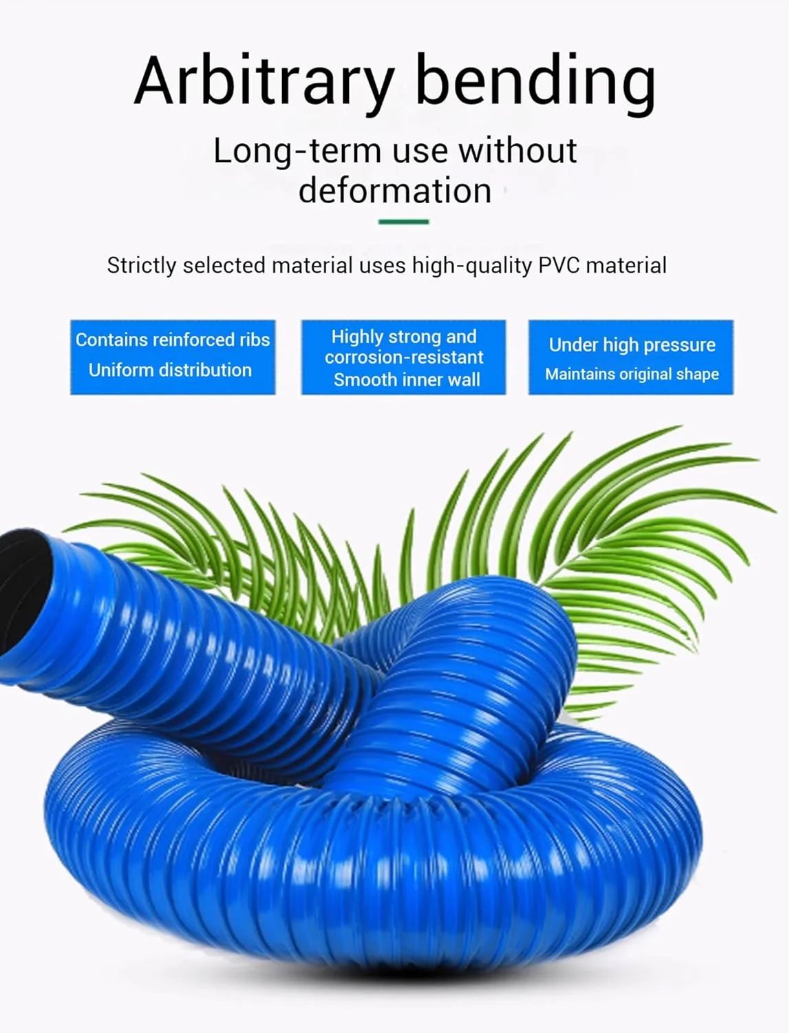 لوله خرطومی هوا پی وی سی آبی رنگ، لوله اگزوز دریچه خشک کن سنگین، لوله خلاء تخلیه برای حمام (12 متر)، قطر- 30 میلی متر (1.2 اینچ) (65 میلی متر)