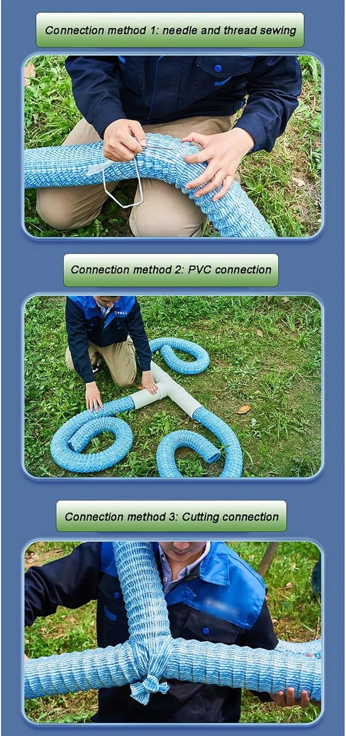 لوله زهکشی سوراخ دار، لوله زهکشی فرانسوی، لوله های زهکشی نرم نفوذی بیرونی 2 اینچی، لوله های زهکشی منظره راه راه با پارچه نبافته (18 متر)