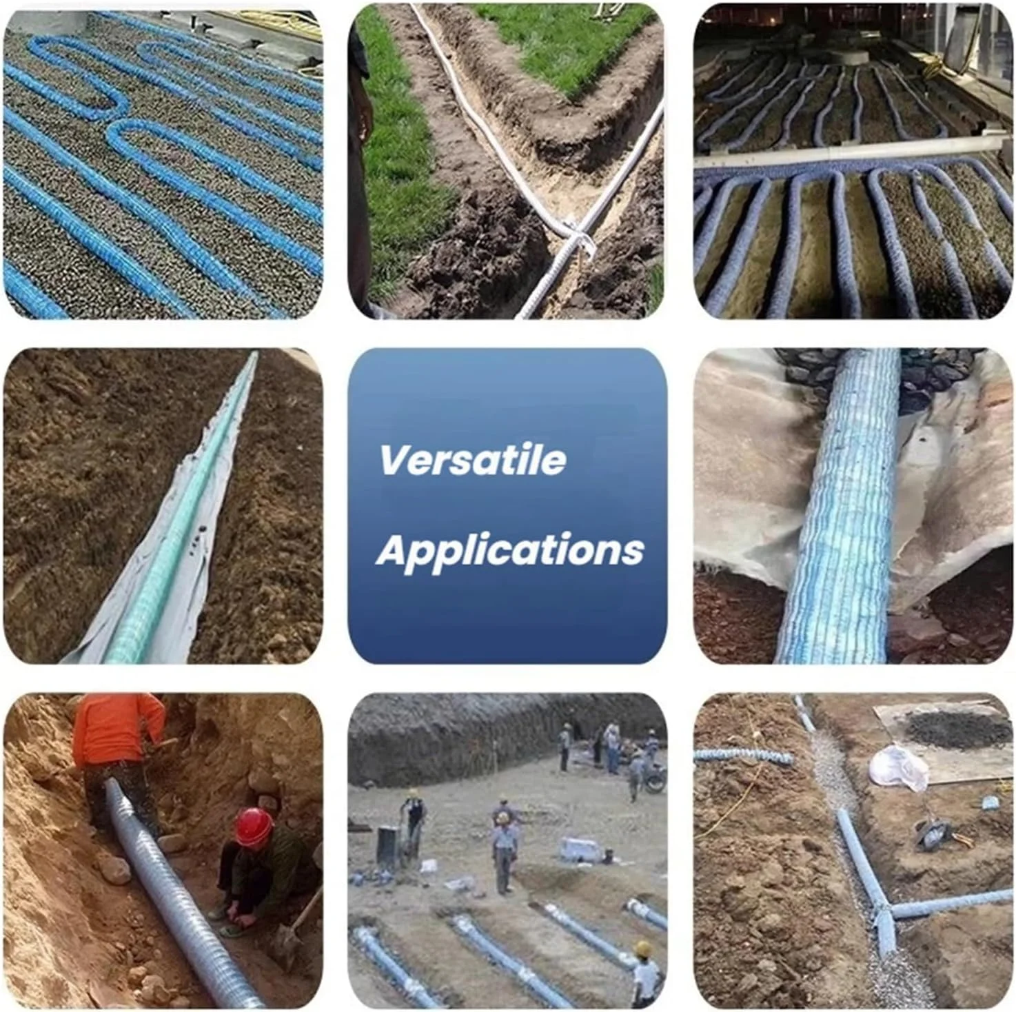 French Drain Pipe Corrugated Drainage Pipes Non Woven Fabric,Ground Perforated Drain Tube for Patio/Exterior/Yard(Dia-10cm/3.9in)