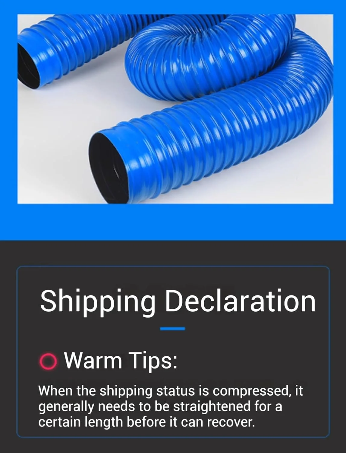 لوله خرطومی هوا پی وی سی آبی رنگ، لوله اگزوز دریچه خشک کن سنگین، لوله خلاء تخلیه برای حمام (12 متر)، قطر- 30 میلی متر (1.2 اینچ) (65 میلی متر)