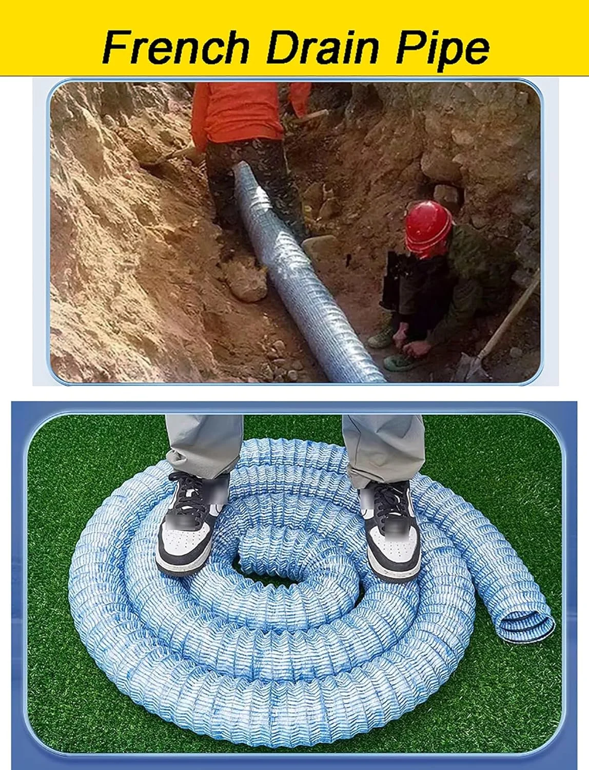 لوله زهکشی فرانسوی سوراخ دار، لوله زهکشی انعطاف پذیر پارچه ای نبافته برای فضای باز حیاط/چمن/پاسیو/محوطه سازی، زهکشی زمین (100 میلی متر، 4 متر) لوله زهکشی فرانسوی سوراخ دار، لوله زهکشی انعطاف پذیر پارچه ای نبافته برای فضای باز حیاط/چمن/پاسیو/محوطه سازی، زهکشی زمین (100 میلی متر، 4 متر)