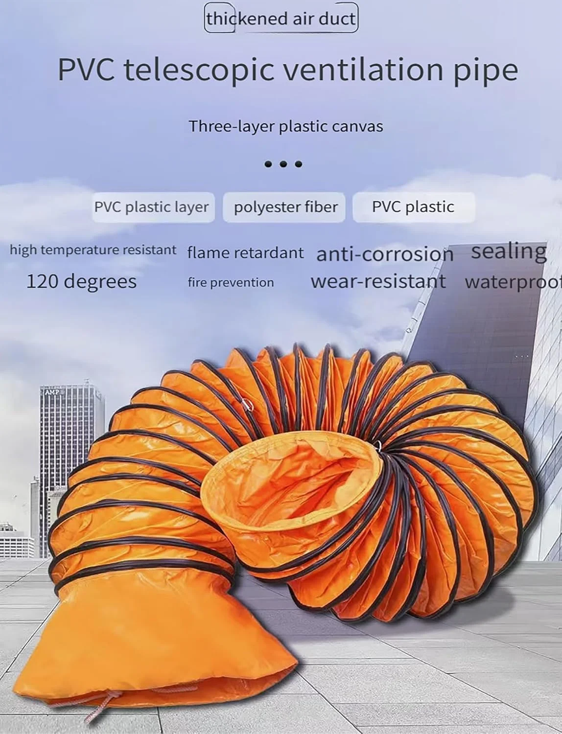 لوله خرطومی PVC برای دمنده، لوله انعطاف پذیر خروجی هوا، تهویه مقاوم در برابر شعله برای آشپزخانه ها، سایت های ساختمانی به طول 2 متر (60 سانتی متر / 23.62 اینچ)