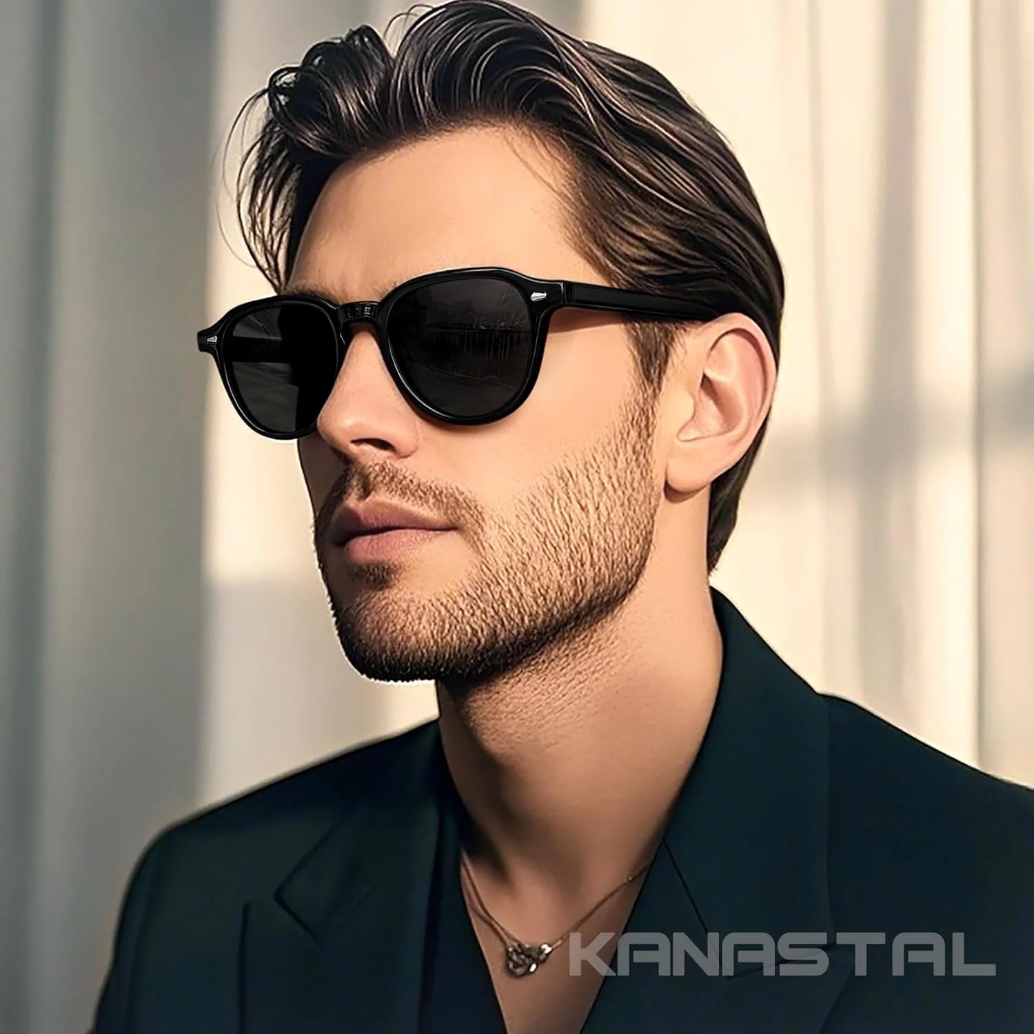 عینک آفتابی گرد استات KANASTAL برای مردان و زنان، عینک آفتابی پلاریزه مردانه وینتیج 2025، عینک زنانه طراح مد روز، محافظت UV400، سایه های دایره ای کلاسیک رترو