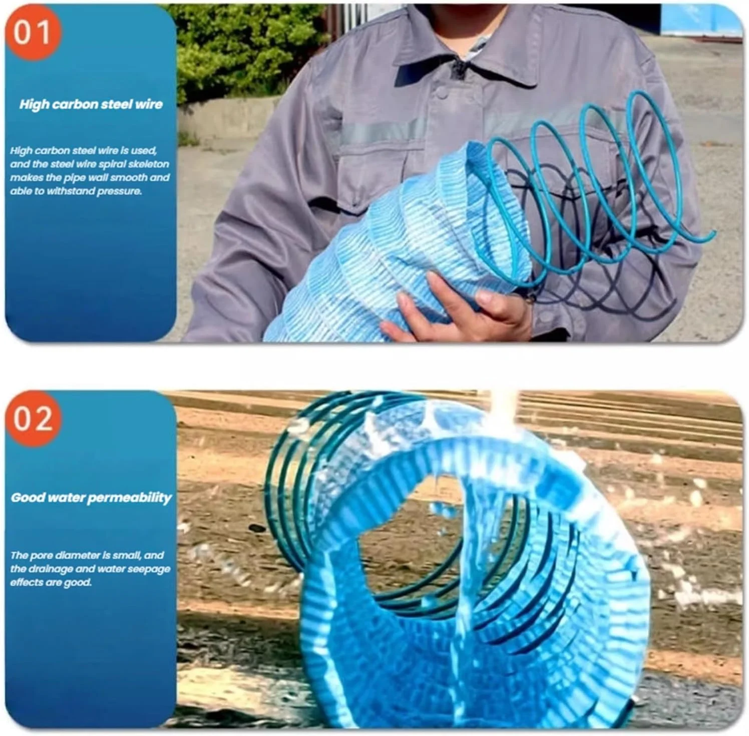 لوله زهکشی سوراخ دار انعطاف پذیر، شلنگ نفوذ آب قابل گسترش، لوله موجدار زهکشی فرانسوی برای محوطه سازی بیرونی (5 سانتی متر/2 اینچ، 2 متر) لوله زهکشی سوراخ دار انعطاف پذیر، شلنگ نفوذ آب قابل گسترش، لوله موجدار زهکشی فرانسوی برای محوطه سازی بیرونی (5 سانتی متر/2 اینچ، 2 متر)