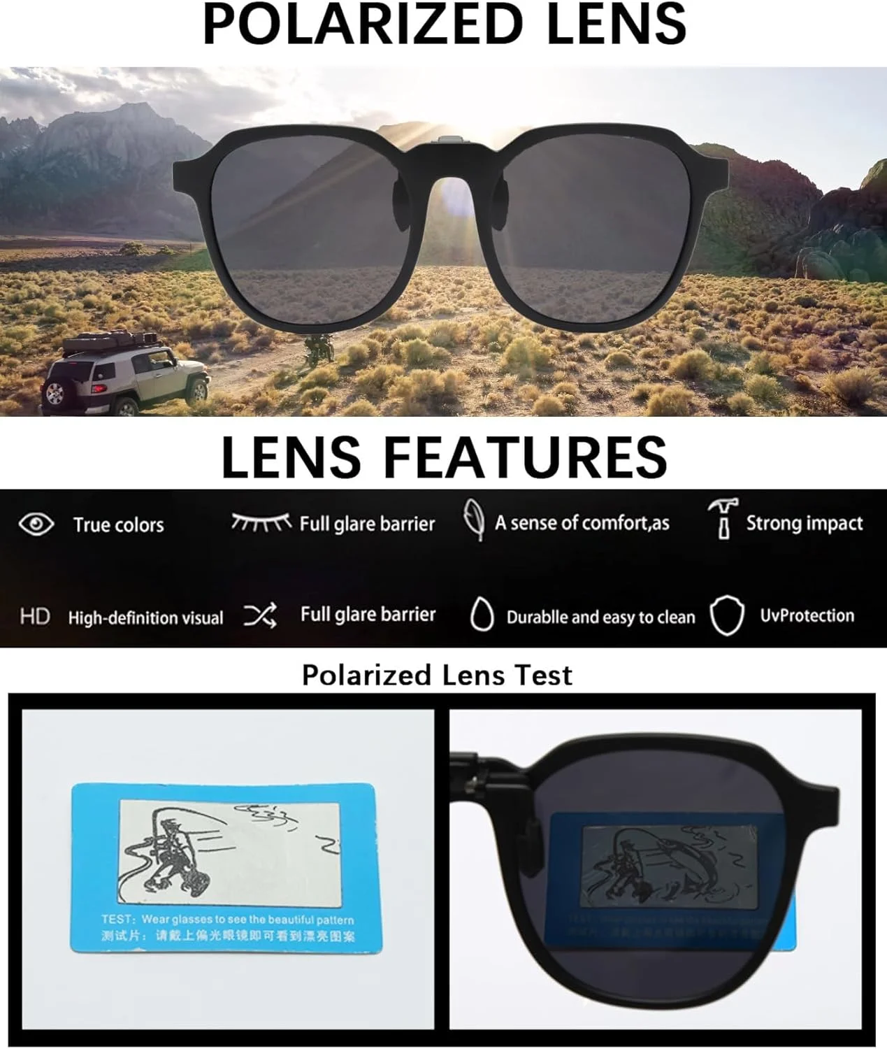 عینک آفتابی کلیپسی پلاریزه KASTWAVE برای عینک طبی، محافظت UV400 ضد تابش نور زنانه و مردانه، طراحی مربعی و گرد، ایده آل برای رانندگی