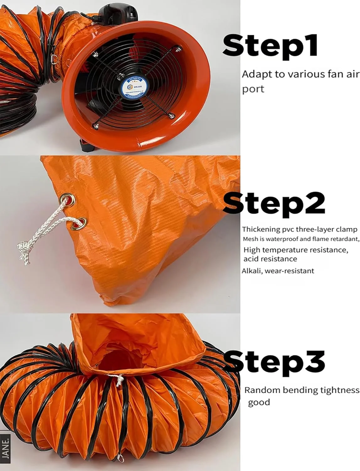 لوله خرطومی PVC برای دمنده، لوله انعطاف پذیر خروجی هوا، تهویه مقاوم در برابر شعله برای آشپزخانه ها، سایت های ساختمانی به طول 2 متر (60 سانتی متر / 23.62 اینچ)