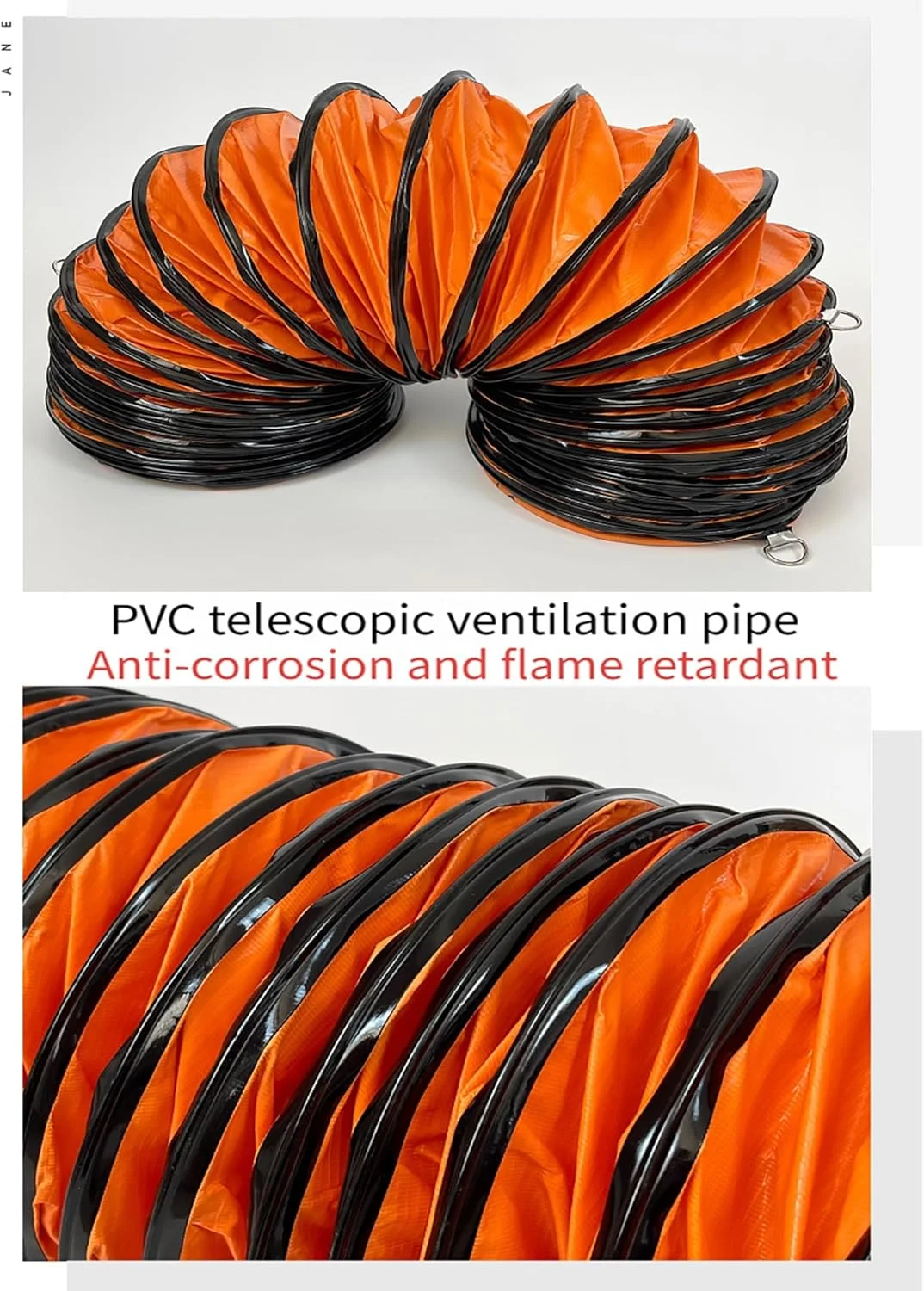 لوله خرطومی PVC مقاوم برای تهویه مطبوع و دمنده‌های صنعتی، لوله اگزوز طنابی قابل تنظیم برای کارخانه‌ها، تونل‌ها و ساخت و ساز مسکونی (5 متر، 20 سانتی‌متر)