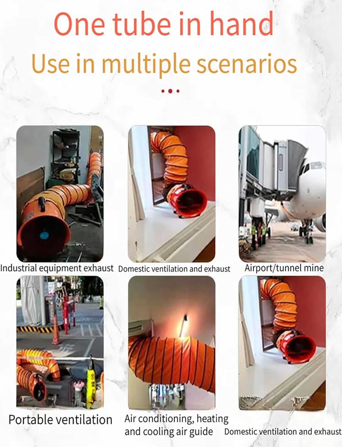 لوله خرطومی PVC مقاوم برای تهویه مطبوع و دمنده‌های صنعتی، لوله اگزوز طنابی قابل تنظیم برای کارخانه‌ها، تونل‌ها و ساخت و ساز مسکونی (5 متر، 20 سانتی‌متر)