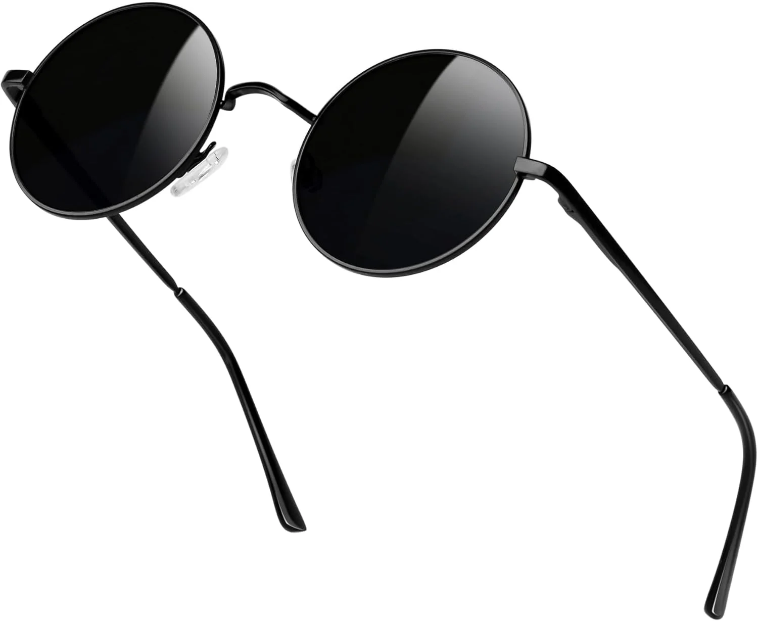 عینک آفتابی گرد پلاریزه هیپی KANASTAL برای زنان و مردان، عینک آفتابی دایره ای کوچک با فریم فلزی کلاسیک و قدیمی با محافظت UV400