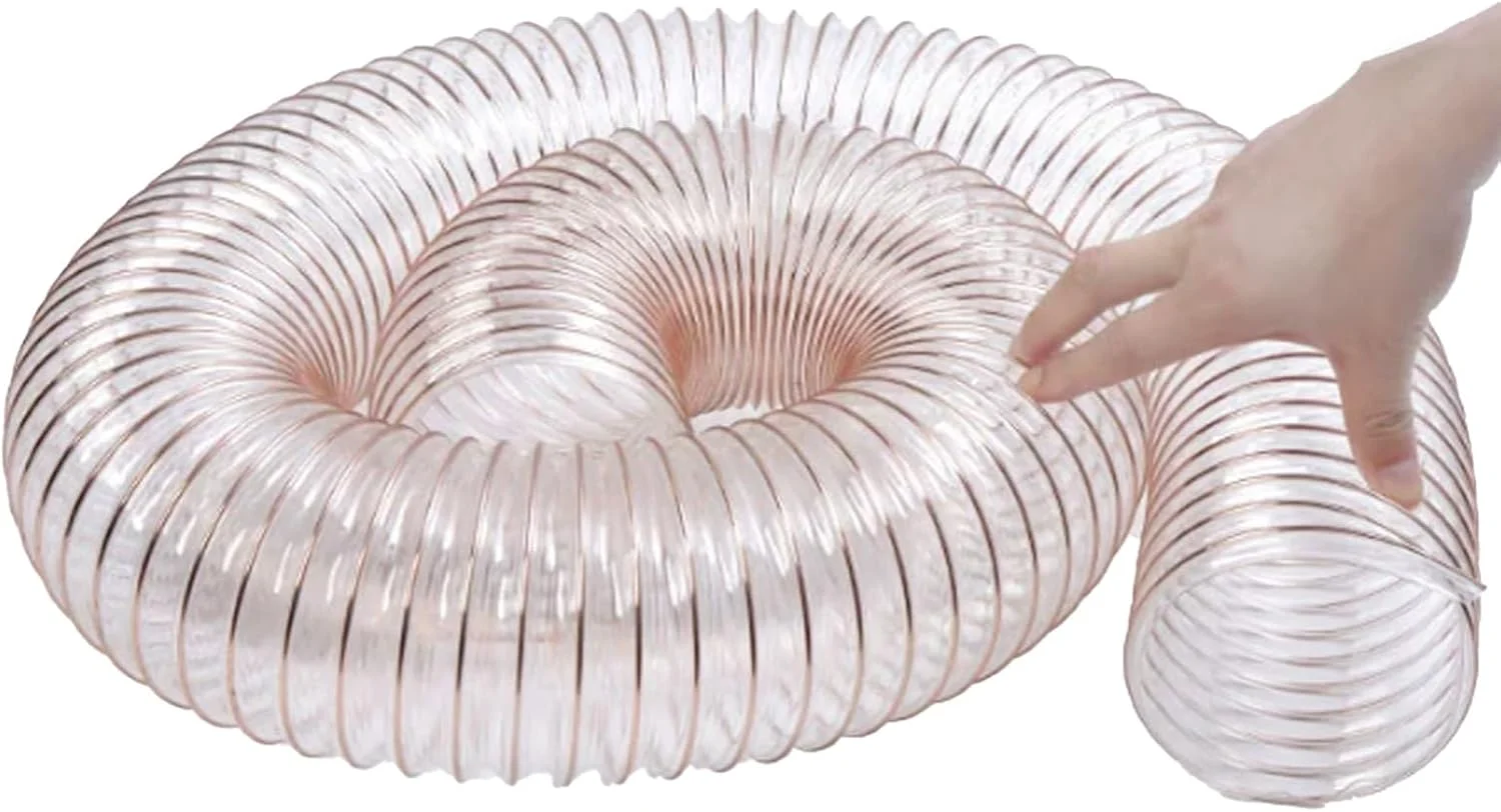 شلنگ جاروبرقی جداکننده گرد و غبار انعطاف پذیر، ضخامت 0.93 میلی متر، شلنگ پلی یورتان PU مقاوم در برابر سوراخ شدن با سیم فولادی روکش مس (130 میلی متر / 5.1 اینچ)