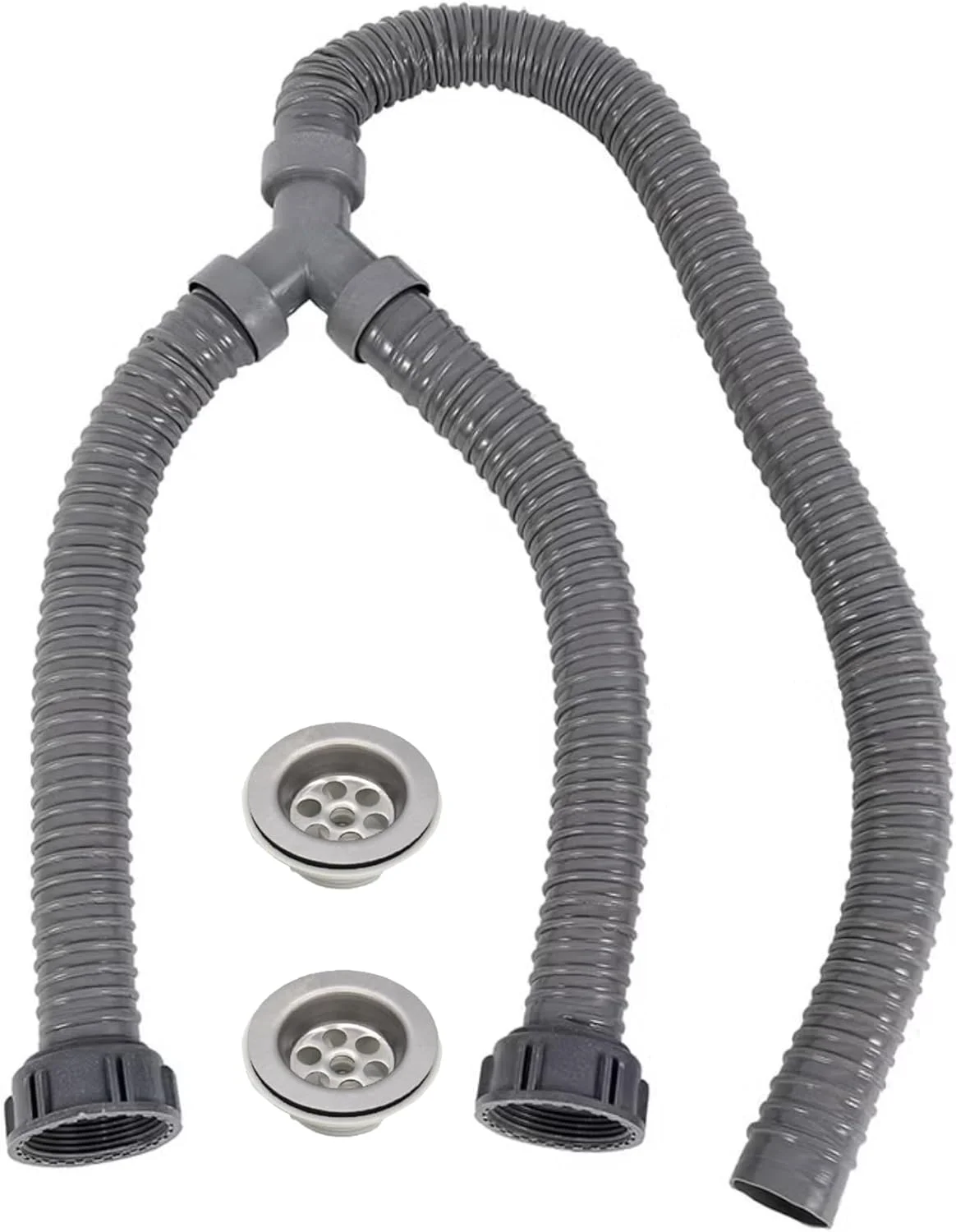 Drain Pipe PVC Magic Hose with Waste 1-1/2" Double Drain Hose | Flexible Water Drainage Outlet Pipe for Kitchen Sink - KYLAQ Drain Pipe PVC Magic Hose with Waste 1-1/2" Double Drain Hose | Flexible Water Drainage Outlet Pipe for Kitchen Sink - KYLAQ