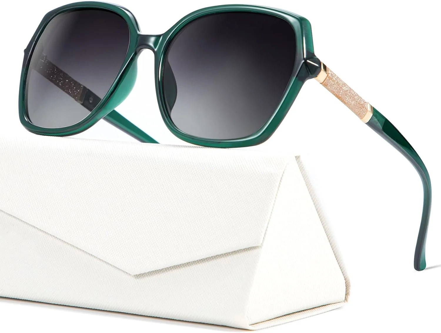 عینک آفتابی پلاریزه KALIYADI - عینک آفتابی زنانه مد روز: فریم کامپوزیت مربعی درخشان با محافظت منحصر به فرد