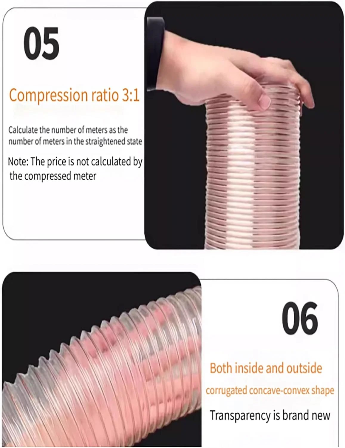 شلنگ جاروبرقی جداکننده گرد و غبار انعطاف پذیر، ضخامت 0.93 میلی متر، شلنگ پلی یورتان PU مقاوم در برابر سوراخ شدن با سیم فولادی روکش مس (130 میلی متر / 5.1 اینچ) شلنگ جاروبرقی جداکننده گرد و غبار انعطاف پذیر، ضخامت 0.93 میلی متر، شلنگ پلی یورتان PU مقاوم در برابر سوراخ شدن با سیم فولادی روکش مس (130 میلی متر / 5.1 اینچ)