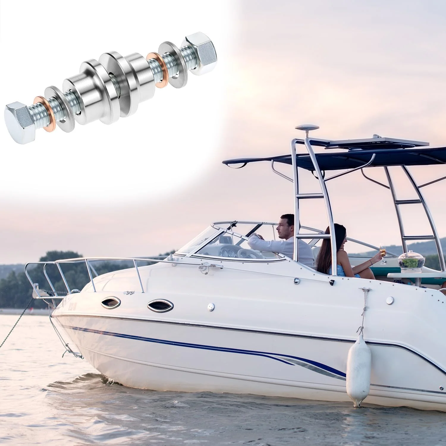 ابزار لوله گشادکننده 1 اینچی QWORK و مجموعه لوله تخلیه برنجی، 2 عدد ابزار لبه برگردان لوله تخلیه، درپوش تخلیه قایق 3 اینچ در 1 اینچ