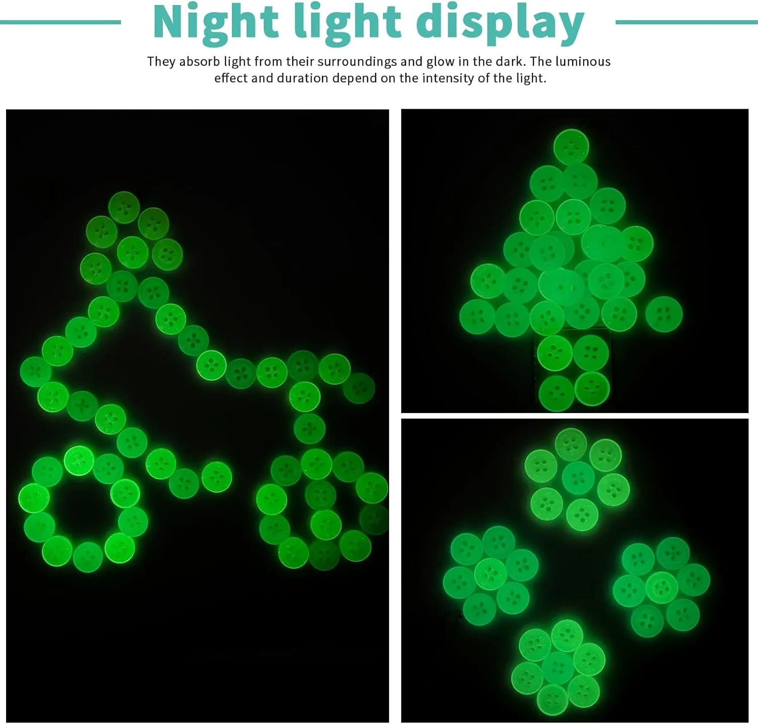 LUKHMELF 100Pcs Craft Buttons,Glow in The Dark Buttons,4-Hole Decorative Buttons, Used for Sewing Scrapbooks,Holiday Decorations and DIY Projects LUKHMELF 100Pcs Craft Buttons,Glow in The Dark Buttons,4-Hole Decorative Buttons, Used for Sewing Scrapbooks,Holiday Decorations and DIY Projects