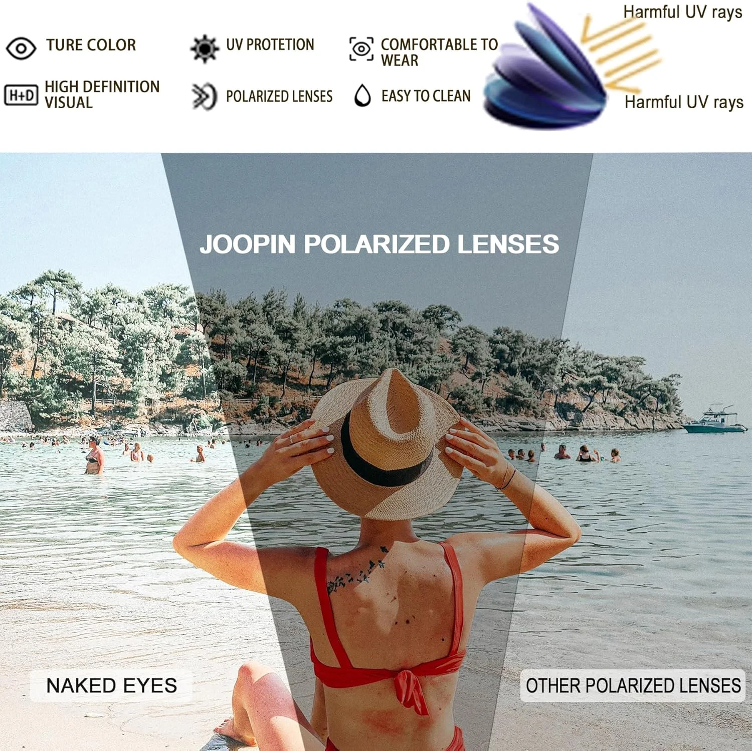 عینک آفتابی مربعی Joopin مردانه زنانه پلاریزه محافظت UV عینک آفتابی سبک وزن کلاسیک مد رانندگی ماهیگیری