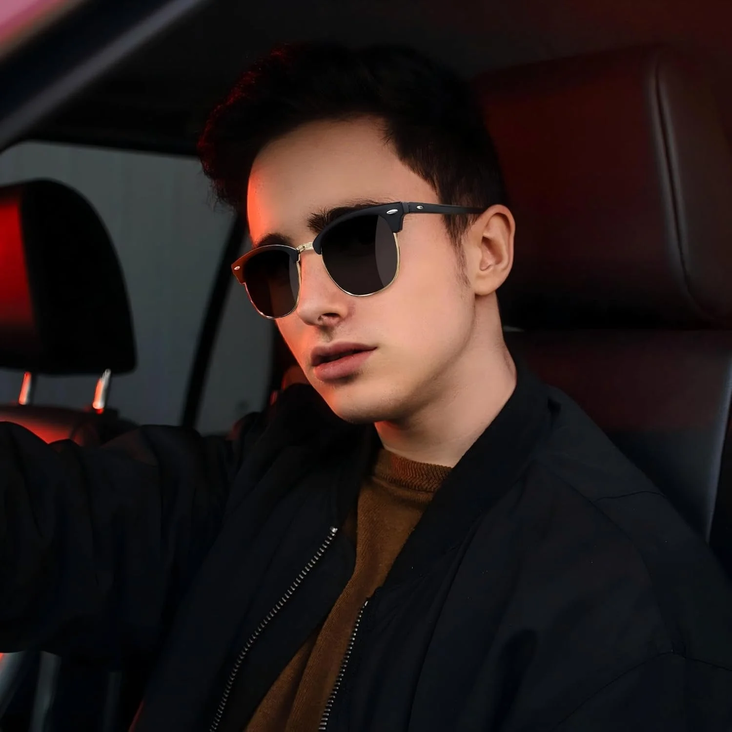 عینک آفتابی نیمه فریم بدون حاشیه پلاریزه Joopin مردانه زنانه، عینک آفتابی کلاسیک نیمه فریم محافظت UV