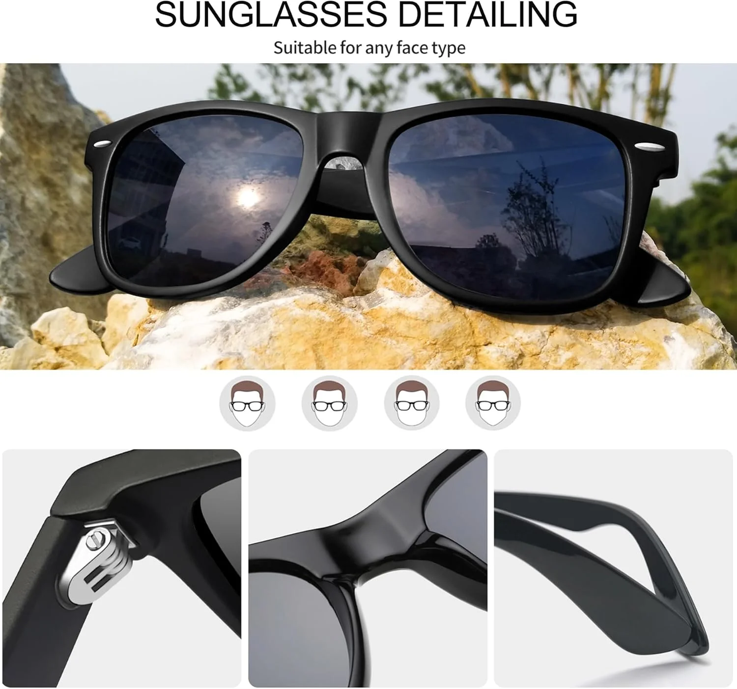 عینک آفتابی پلاریزه Joopin مردانه زنانه، عینک آفتابی مربعی کلاسیک رترو مردانه محافظت UV رانندگی ماهیگیری