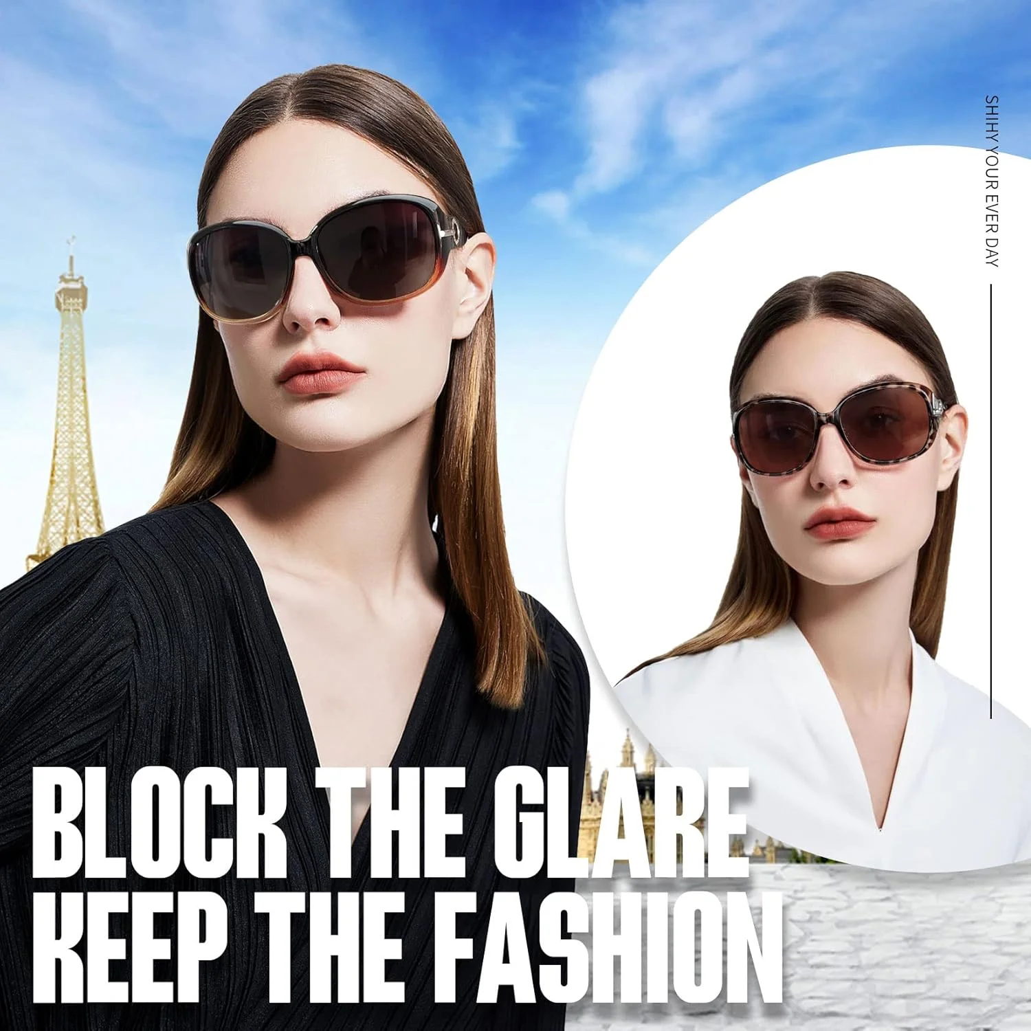 عینک آفتابی زنانه Joopin، سایه‌های بزرگ برای خانم‌ها، عینک آفتابی مستطیلی بزرگ و شیک، محافظت در برابر اشعه ماوراء بنفش